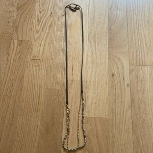 Leather Necklace with Gold and Silver Beads